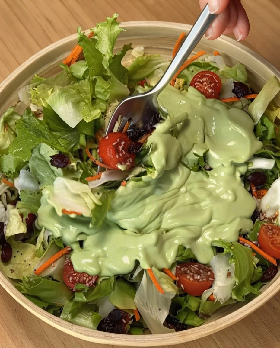 Salada fresca com molho cremoso de abacate